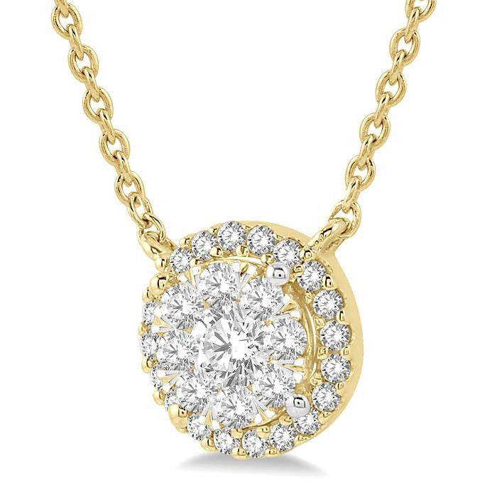 Elysian Poppy Round Shape Halo Shine Bright Essential Diamond Pendant