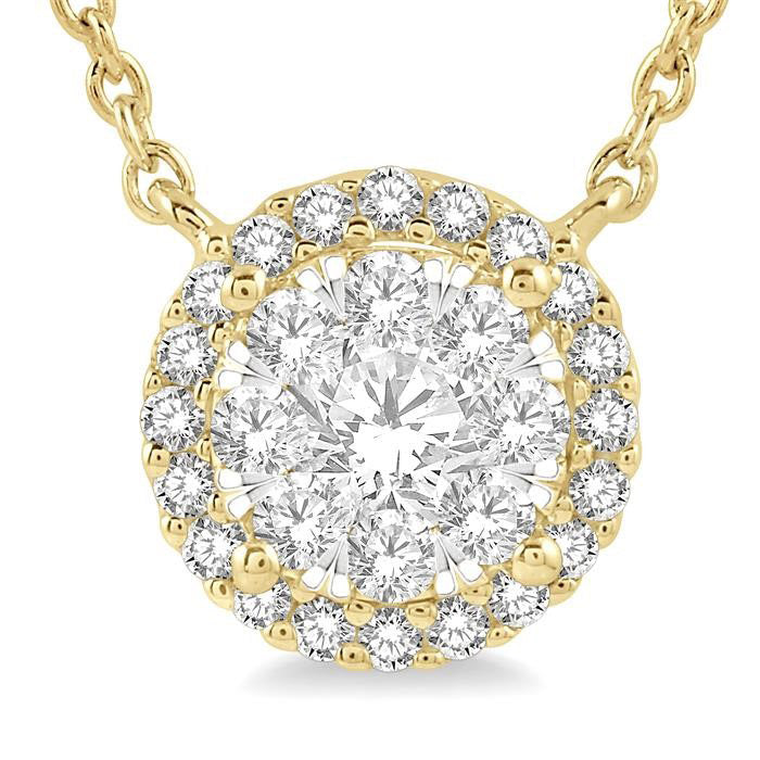 Elysian Poppy Round Shape Halo Shine Bright Essential Diamond Pendant