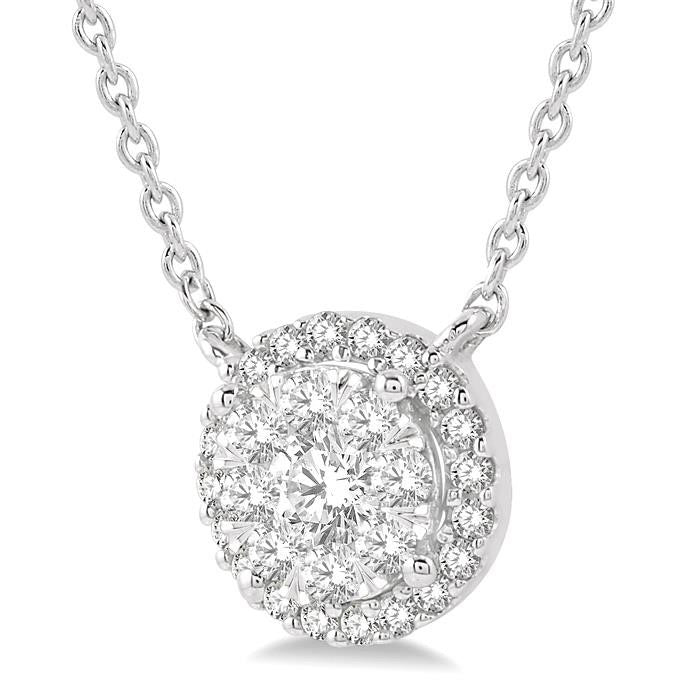 Quiana Mallow Round Shape Halo Shine Bright Essential Diamond Pendant
