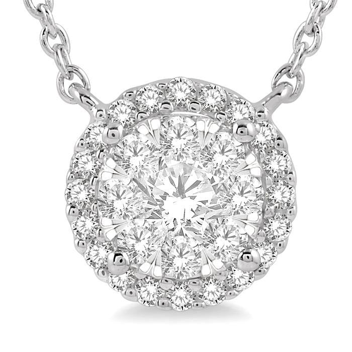Quiana Mallow Round Shape Halo Shine Bright Essential Diamond Pendant
