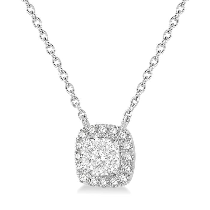 1/6 Ctw Cushion Shape Shine Bright Diamond Pendant With Chain in 14K White Gold