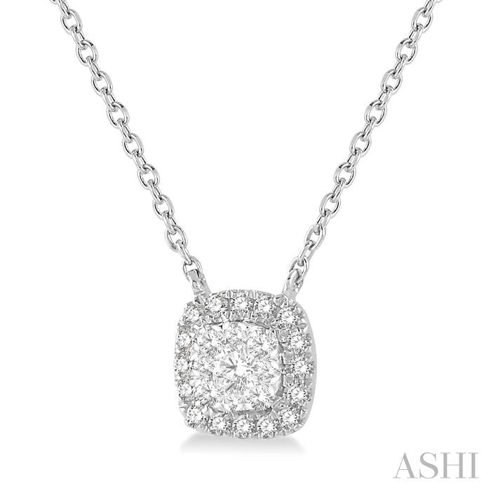 1/6 Ctw Cushion Shape Shine Bright Diamond Pendant With Chain in 14K White Gold
