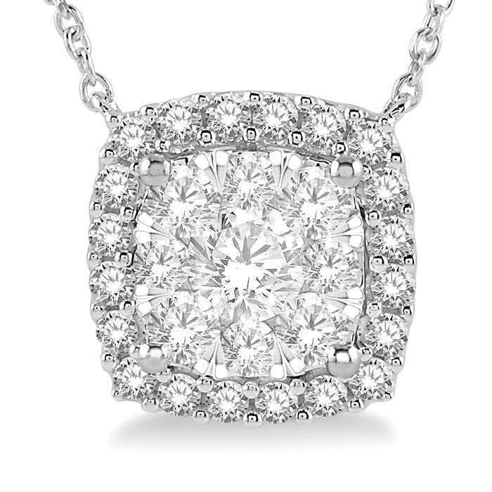 Heritage Gala Cushion Shape Halo Shine Bright Essential Diamond Pendant