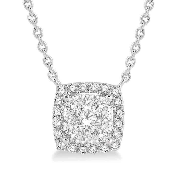 1/2 Ctw Cushion Shape Shine Bright Diamond Pendant With Chain in 14K White Gold