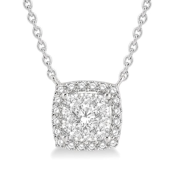 1/2 Ctw Cushion Shape Shine Bright Diamond Pendant With Chain in 14K White Gold