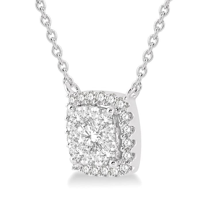 1/2 Ctw Cushion Shape Shine Bright Diamond Pendant With Chain in 14K White Gold
