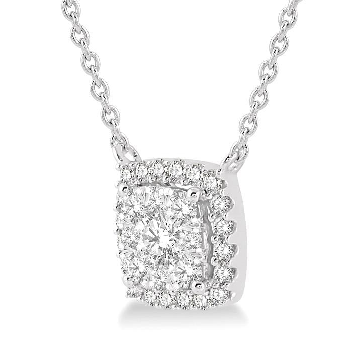 Umbria Sonata Cushion Shape Halo Shine Bright Essential Diamond Pendant