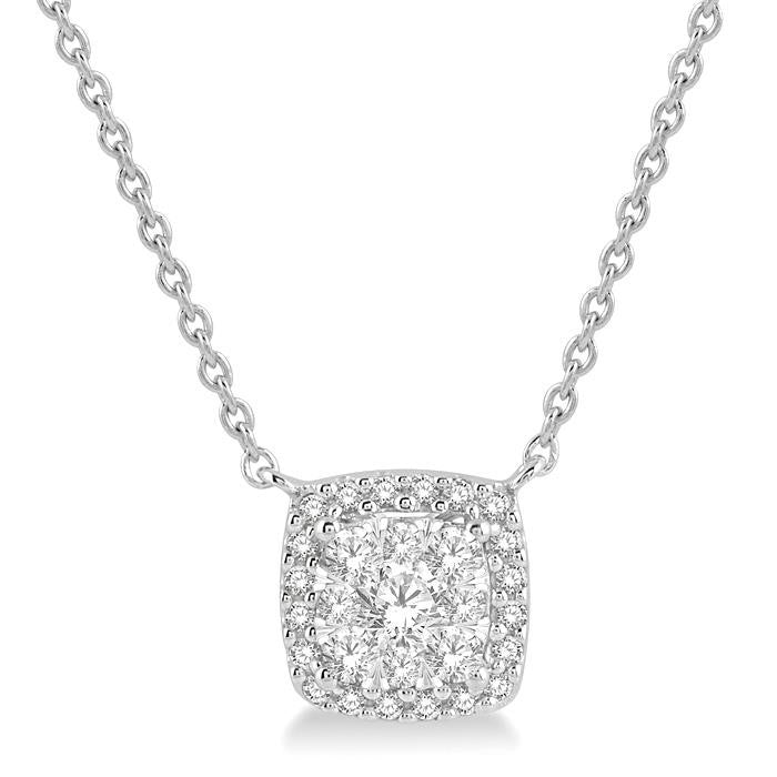 Silhouette Selene Cushion Shape Halo Shine Bright Essential Diamond Pendant