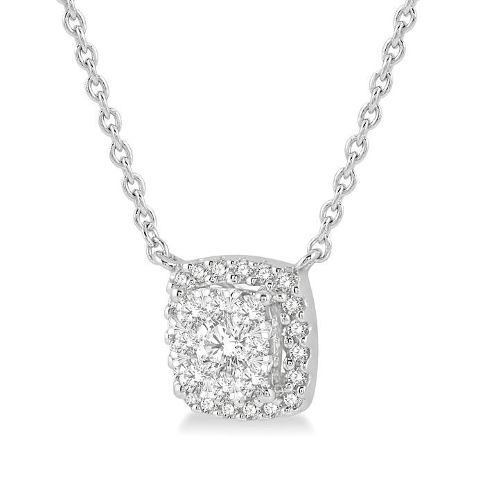 Silhouette Selene Cushion Shape Halo Shine Bright Essential Diamond Pendant