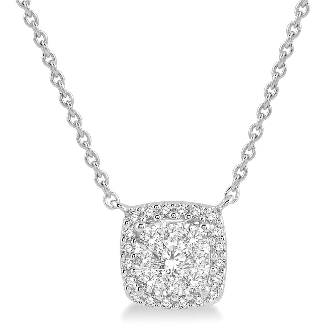 Cushion Shape Round Cut Diamond Shine Bright Necklace