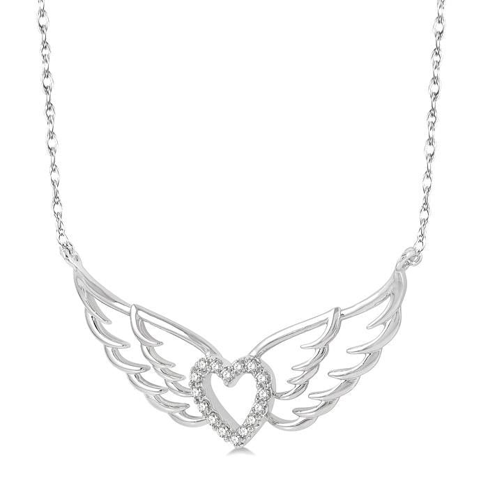 Angel Wings Heart Shape Diamond Necklace