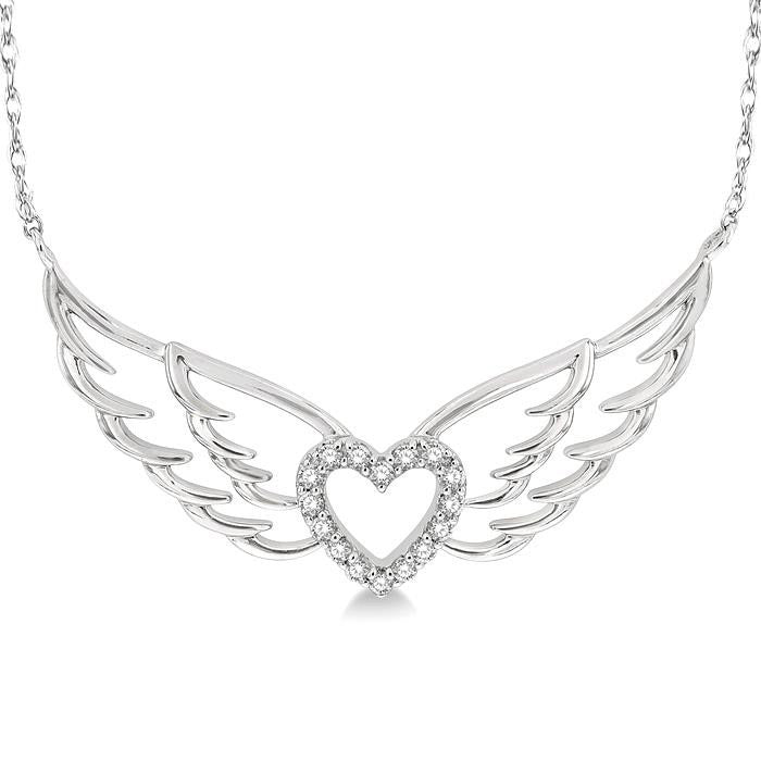 Angel Wings Heart Shape Diamond Necklace
