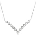 1 Ctw Chevron Round Cut Diamond Necklace in 14K White Gold