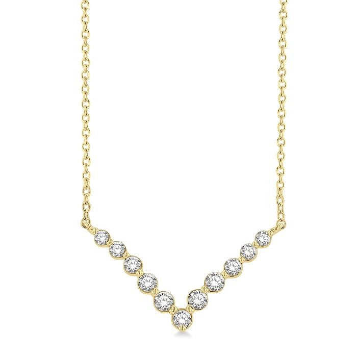 1/4 Ctw Chevron Round Cut Diamond Necklace in 14K Yellow Gold
