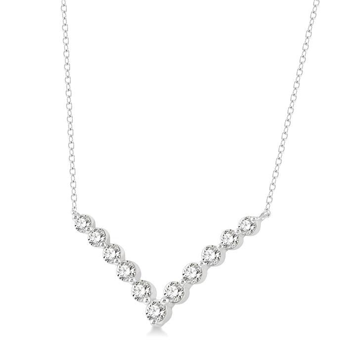 3/4 Ctw Round Cut Diamond Chevron Necklace in 14K White Gold