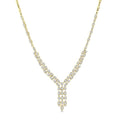 3 1/6 Ctw Triple Row Drop Round Cut Diamond Necklace in 14K Yellow Gold