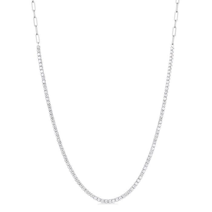 Chantilly Laurel Paperclip Diamond Tennis Necklace