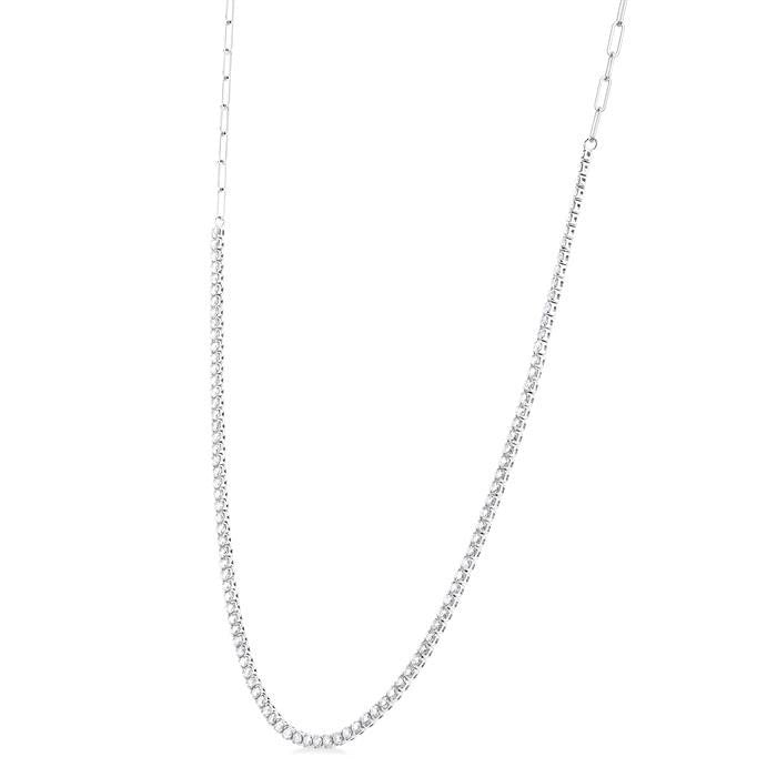 Chantilly Laurel Paperclip Diamond Tennis Necklace