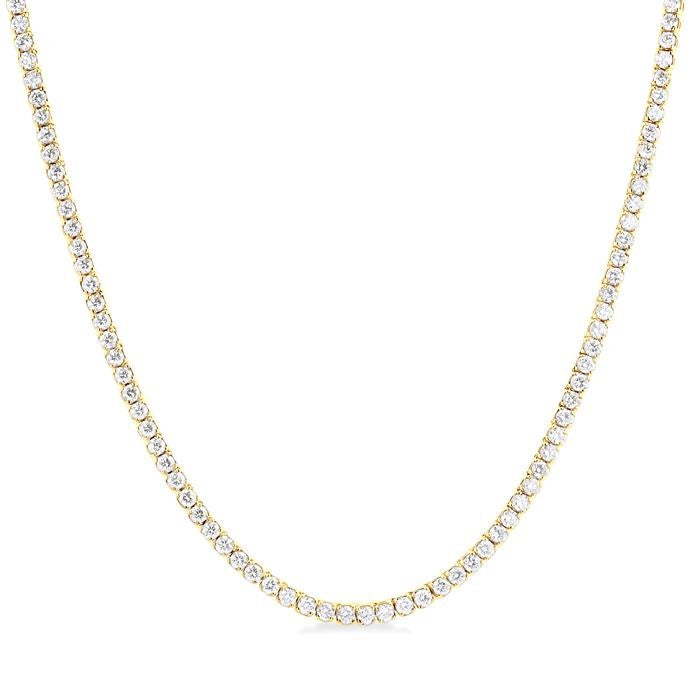2 5/8 Ctw Round Cut Diamond Paperclip Chain Tennis Necklace in 14K Yellow Gold