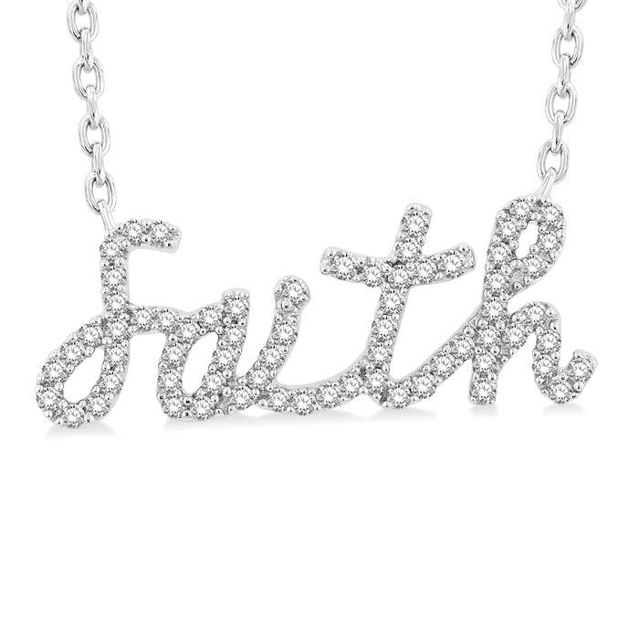 Script 'Faith' Diamond Name Necklace