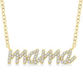1/5 Ctw 'mama' Script Round Cut Diamond Necklace in 10K Yellow Gold