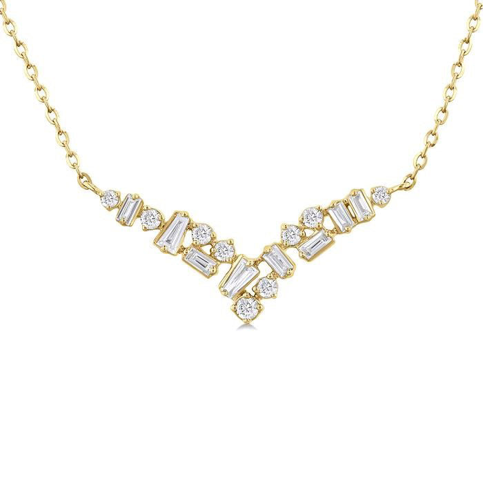 Scatter Baguette Diamond Fashion Necklace