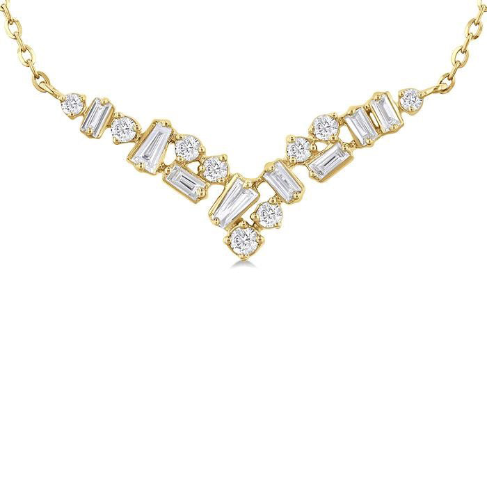 Scatter Baguette Diamond Fashion Necklace