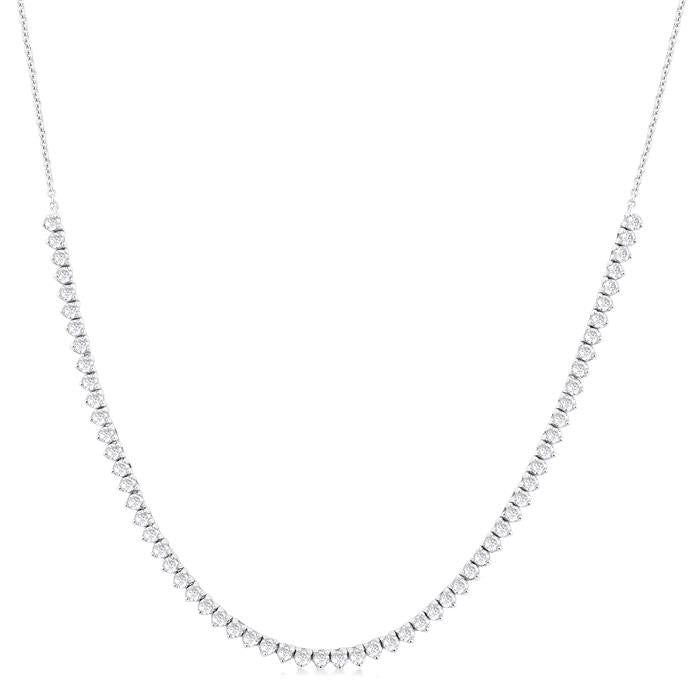 1 Ctw Halfway Round Cut Diamond Tennis Necklace in 14K White Gold