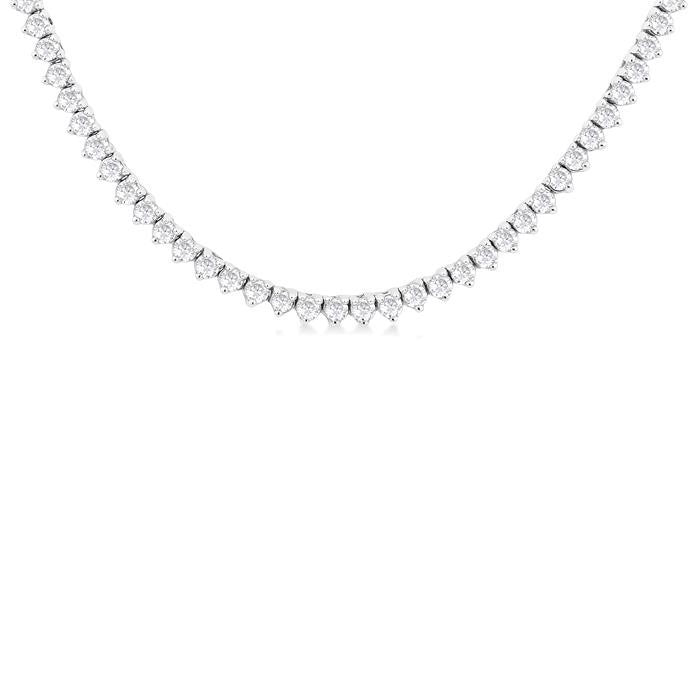 1 Ctw Halfway Round Cut Diamond Tennis Necklace in 14K White Gold