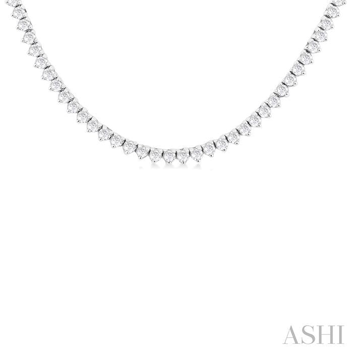 1 Ctw Halfway Round Cut Diamond Tennis Necklace in 14K White Gold