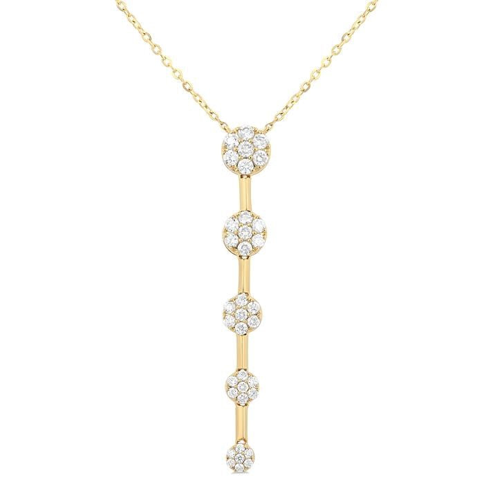 1/2 Ctw Vertical Bar Graduated Circular Motif Round Cut Diamond Fashion Necklace in 10K Yellow Gold