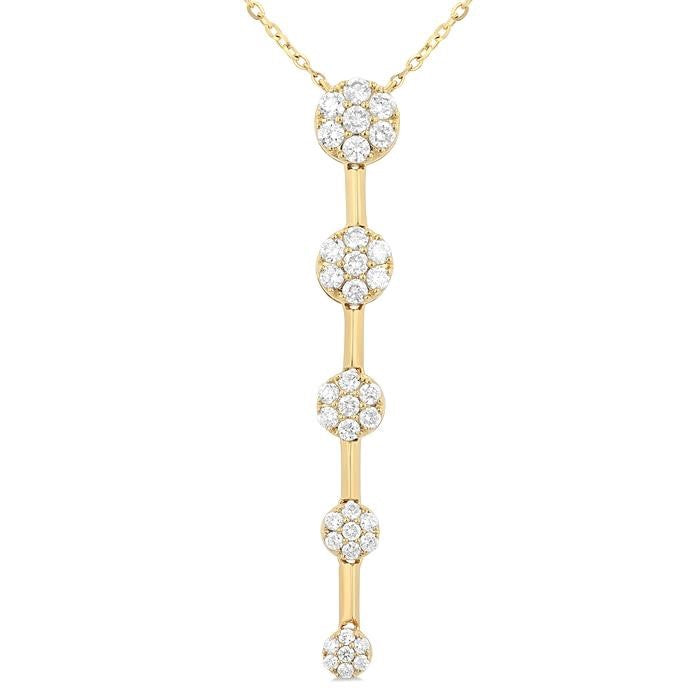 1/2 Ctw Vertical Bar Graduated Circular Motif Round Cut Diamond Fashion Necklace in 10K Yellow Gold