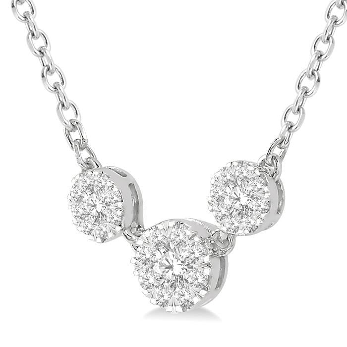 Round Shape Past Present & Future Shine Bright Essential Diamond Necklace