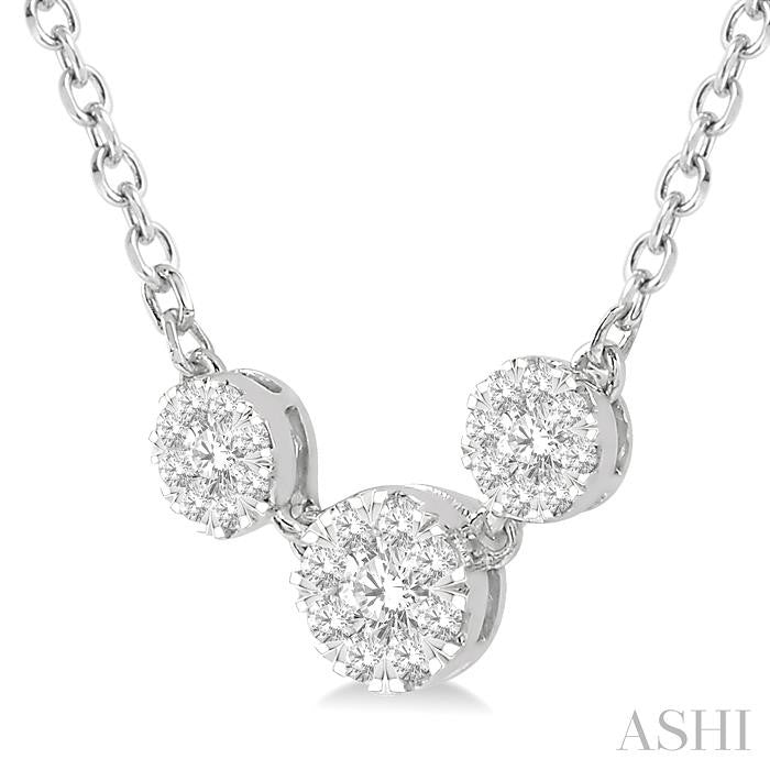 1/3 Ctw 3-Stone Shine Bright Round Cut Diamond Necklace in 14K White Gold