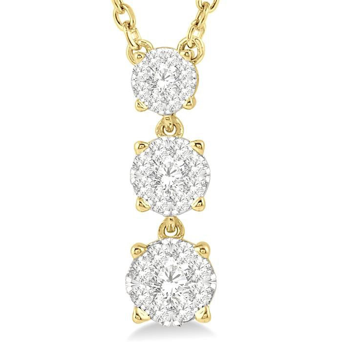 Gale Gaia Round Shape Past Present & Future Shine Bright Diamond Pendant