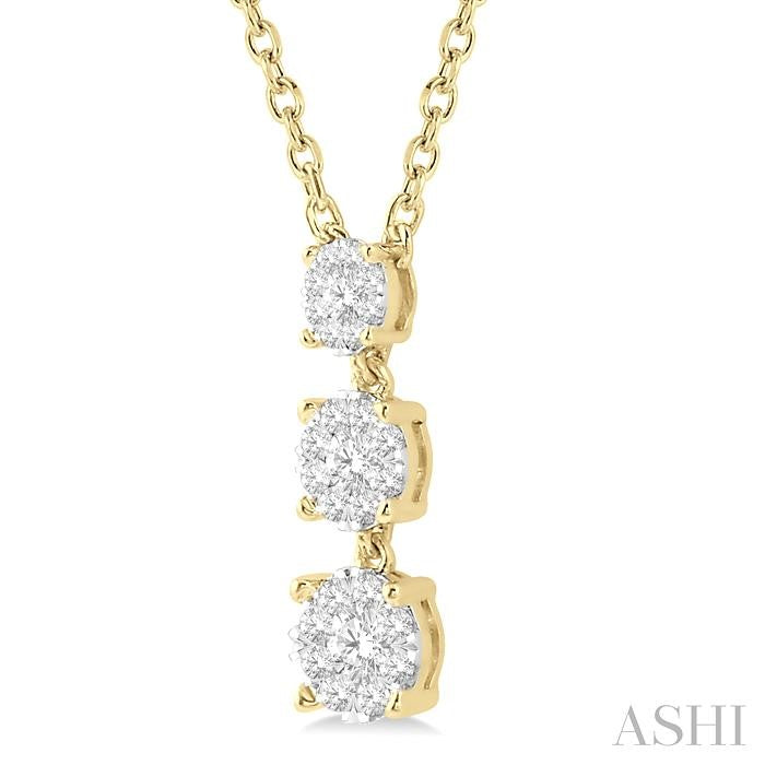 1/3 Ctw Round Cut Shine Bright Diamond Layered Pendant With Chain in 14K Yellow Gold