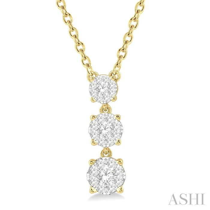 1/3 Ctw Round Cut Shine Bright Diamond Layered Pendant With Chain in 14K Yellow Gold
