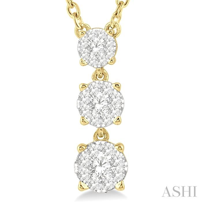1/3 Ctw Round Cut Shine Bright Diamond Layered Pendant With Chain in 14K Yellow Gold