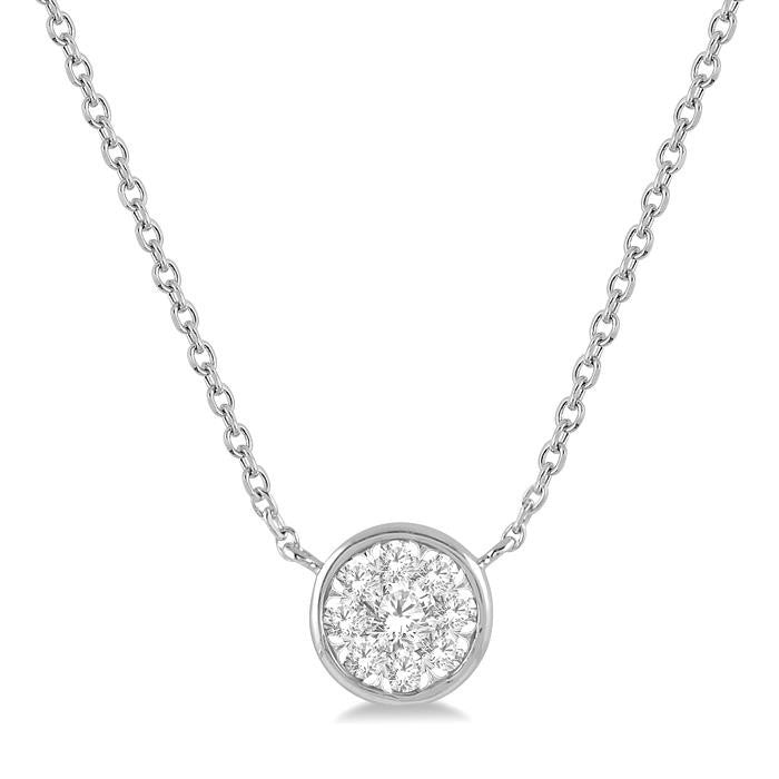 1/6 Ctw Round Shape Shine Bright Diamond Pendant With Chain in 14K White Gold