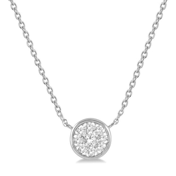 1/6 Ctw Round Shape Shine Bright Diamond Pendant With Chain in 14K White Gold