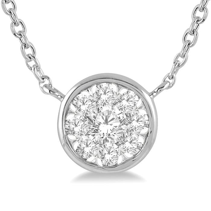 1/6 Ctw Round Shape Shine Bright Diamond Pendant With Chain in 14K White Gold
