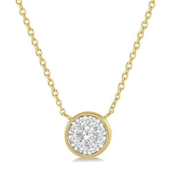 1/2 Ctw Round Shape Shine Bright Diamond Pendant With Chain in 14K Yellow and White Gold