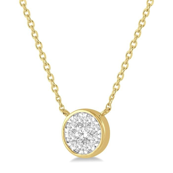 1/2 Ctw Round Shape Shine Bright Diamond Pendant With Chain in 14K Yellow and White Gold