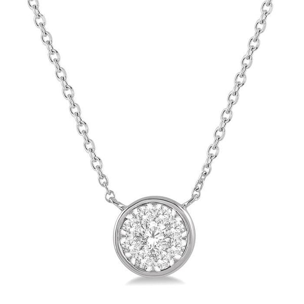 1/4 Ctw Round Shape Shine Bright Diamond Pendant With Chain in 14K White Gold