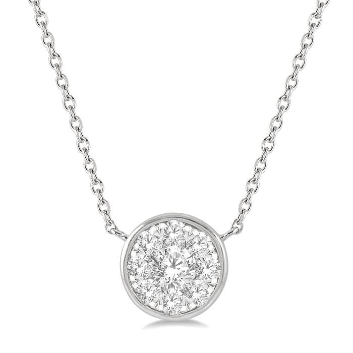 1/3 Ctw Round Shape Shine Bright Diamond Pendant With Chain in 14K White Gold