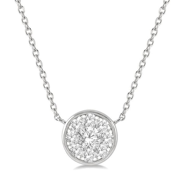 1/3 Ctw Round Shape Shine Bright Diamond Pendant With Chain in 14K White Gold
