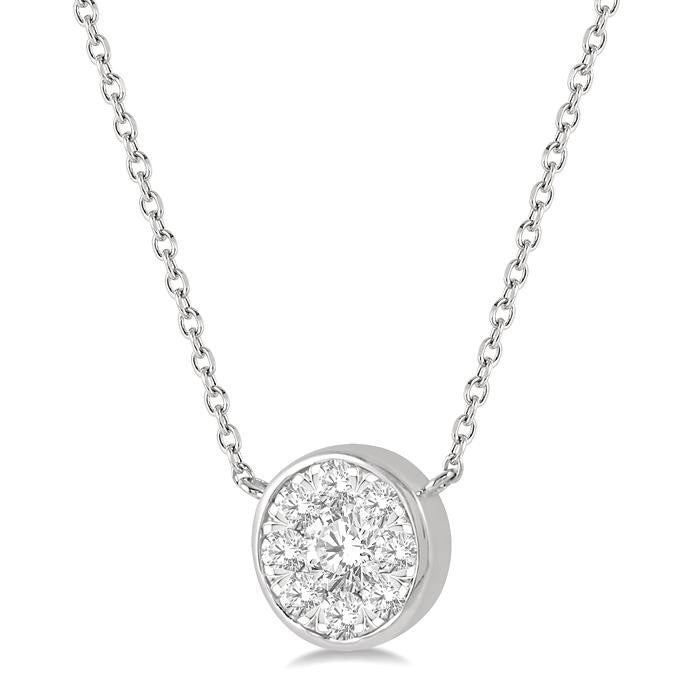 1/3 Ctw Round Shape Shine Bright Diamond Pendant With Chain in 14K White Gold