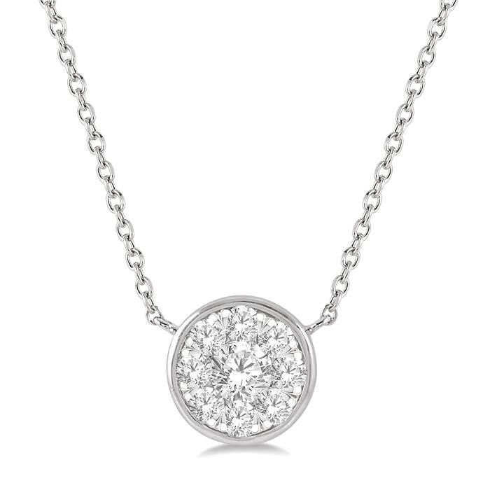 1/3 Ctw Round Shape Shine Bright Diamond Pendant With Chain in 14K White Gold