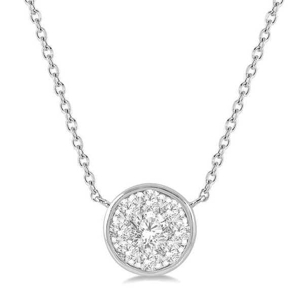 1/3 Ctw Round Shape Shine Bright Diamond Pendant With Chain in 14K White Gold
