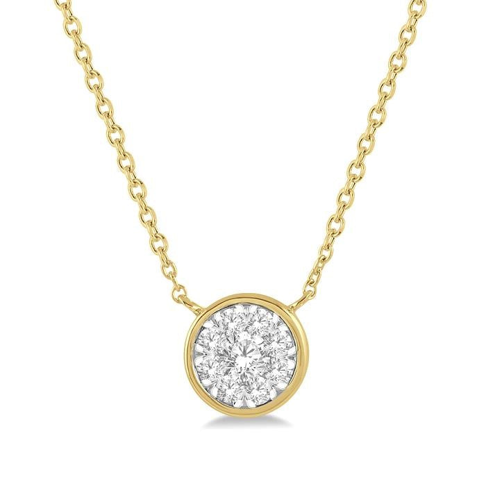 3/4 Ctw Round Shape Shine Bright Diamond Pendant With Chain in 14K Yellow and White Gold